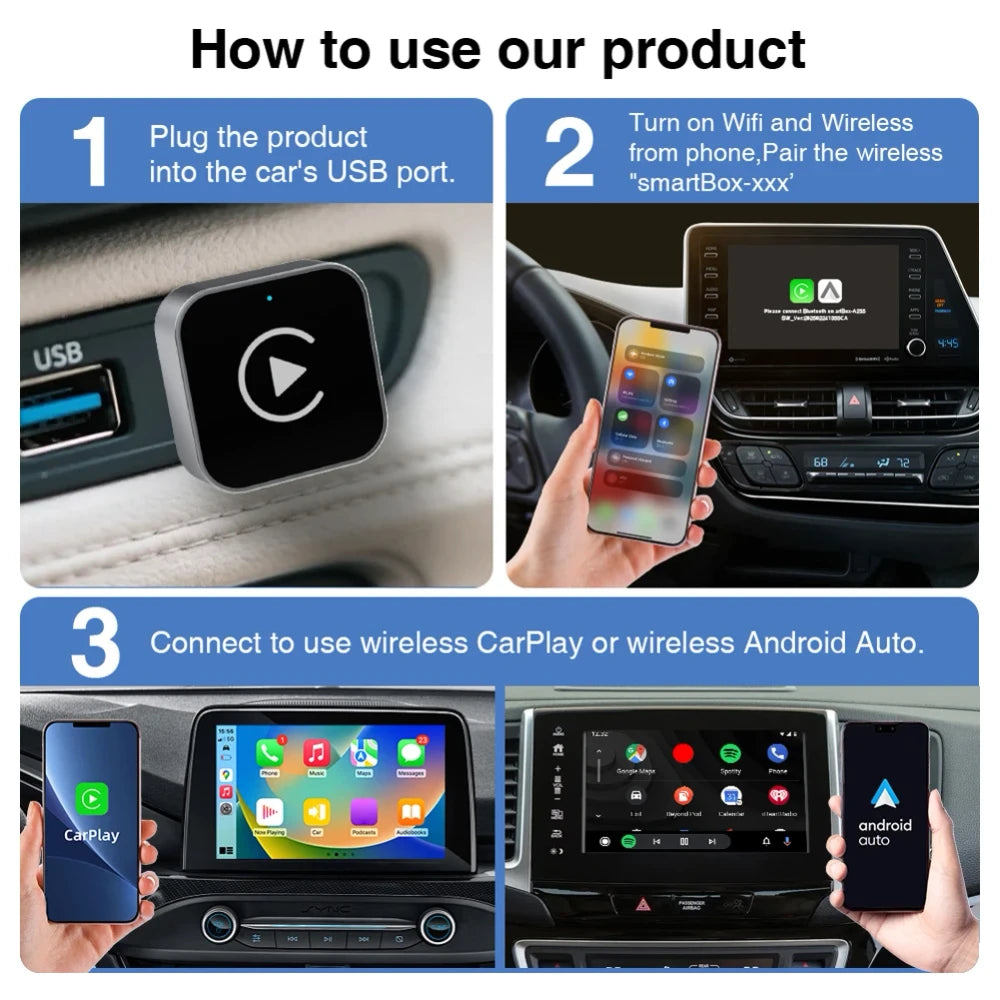 2-in-1 Wireless CarPlay AI Box